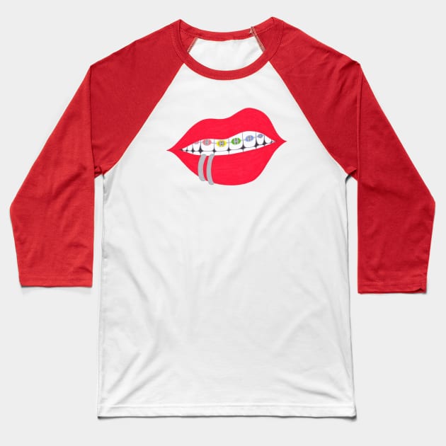 Mouth Baseball T-Shirt by calenbundalas